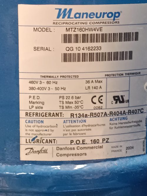 Compresor MANEUROP MTZ160HW4VE - Imagen 2
