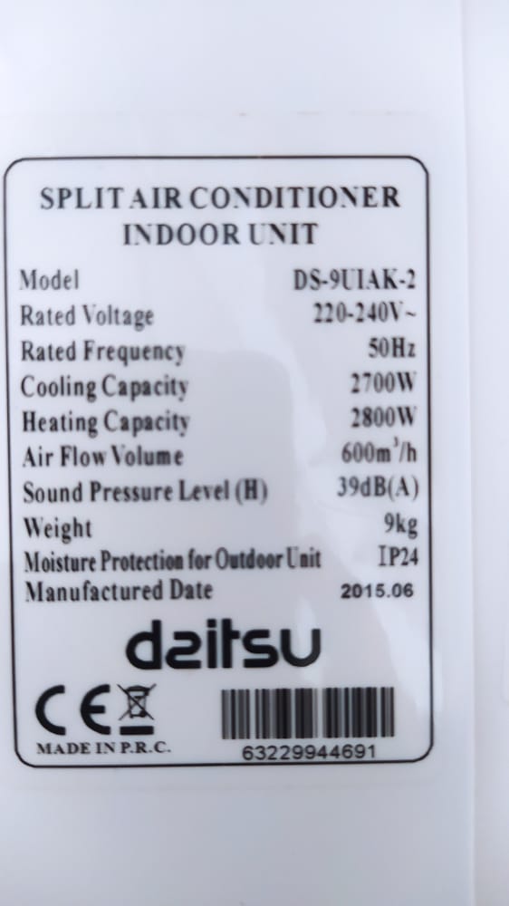 Ventilador aire acondicionado DAITSU DS-9UIAK-2 A1