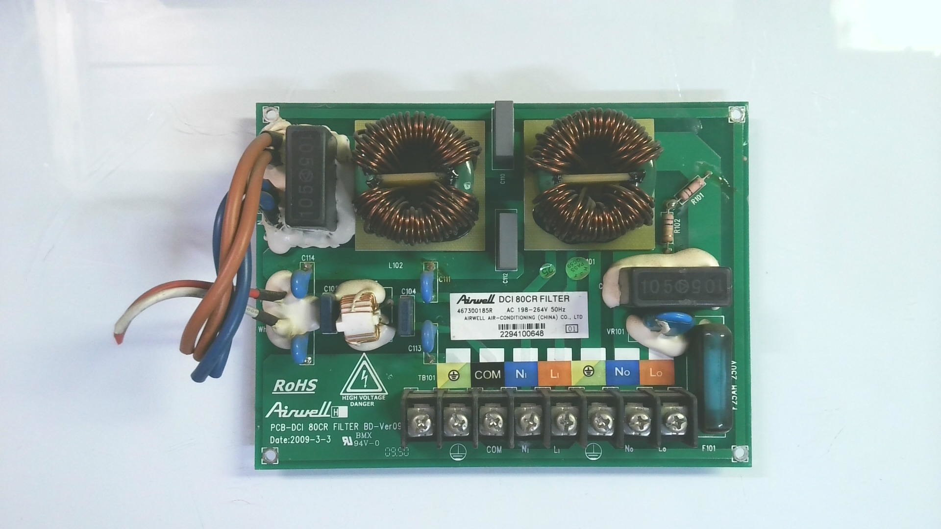 PLACAS ELECTRONICAS AIRWELL 477300185R / PCB-DCI 80CR FILTER BD-VER09 G72