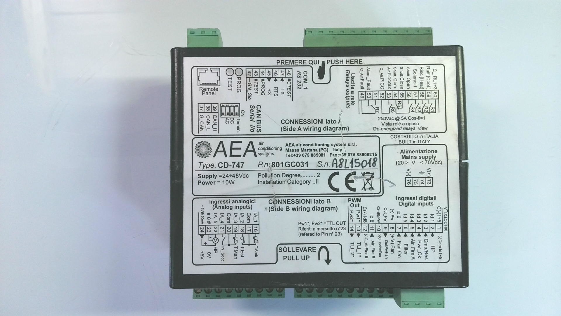 PLACAS ELECTRONICAS AEA TYPE:CD-747 / 801GC031 / A8L15018 G79