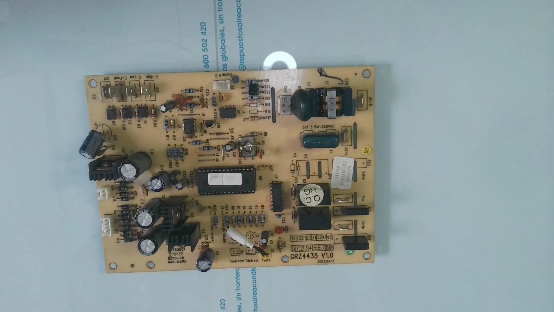 PLACA ELECTRONICA PARA UNIDAD INTERIOR EUROVENT -TADIRAN - GREE GRZ4435 V1.0 sin-caja